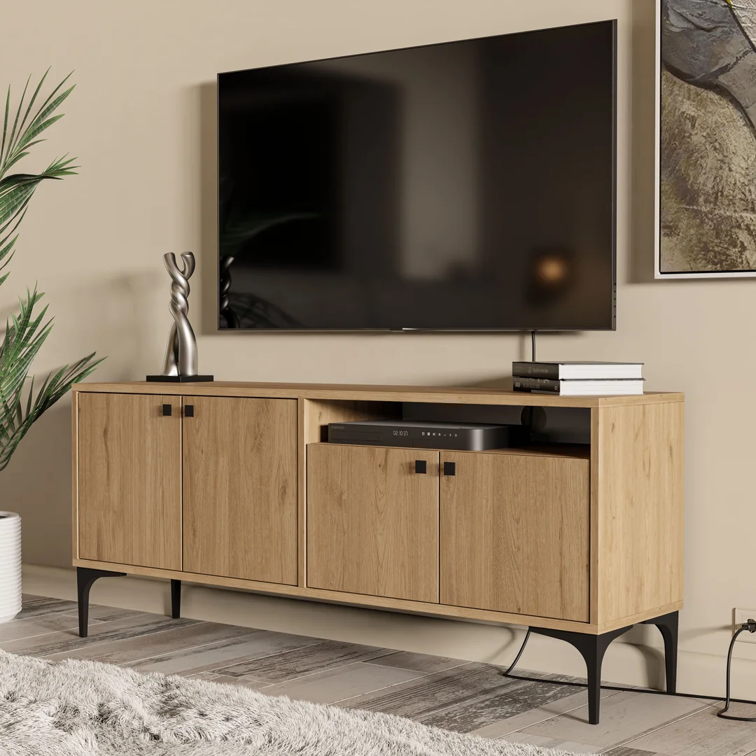 Έπιπλο Τηλεόρασης με ράφι,Artemis 1546 Μ138xΠ29,5xΥ48,6 εκ., All4home